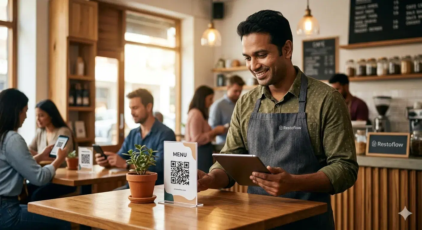 Analytics dashboard showing review sentiment and visibility growth for a restaurant
