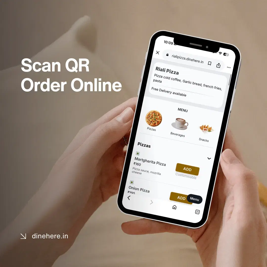 Customer scanning QR code menu at a restaurant table